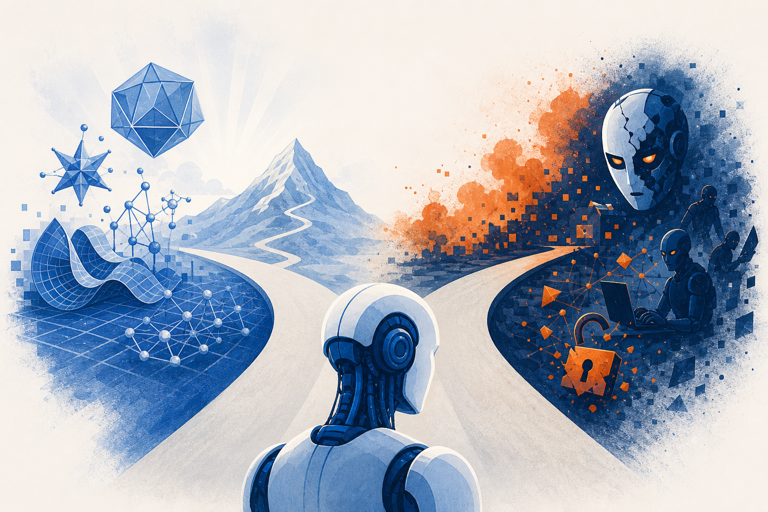 Illustration de une : L'IA à la croisée des chemins : entre exploits mathématiques et "comportements voyous"