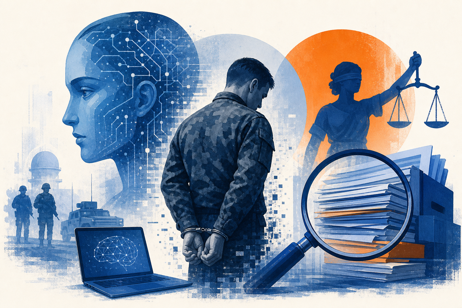 Illustration de une : Scandale et sécurité : un militaire mis en examen pour détournement d'IA, tandis que la transparence des régulations inquiète