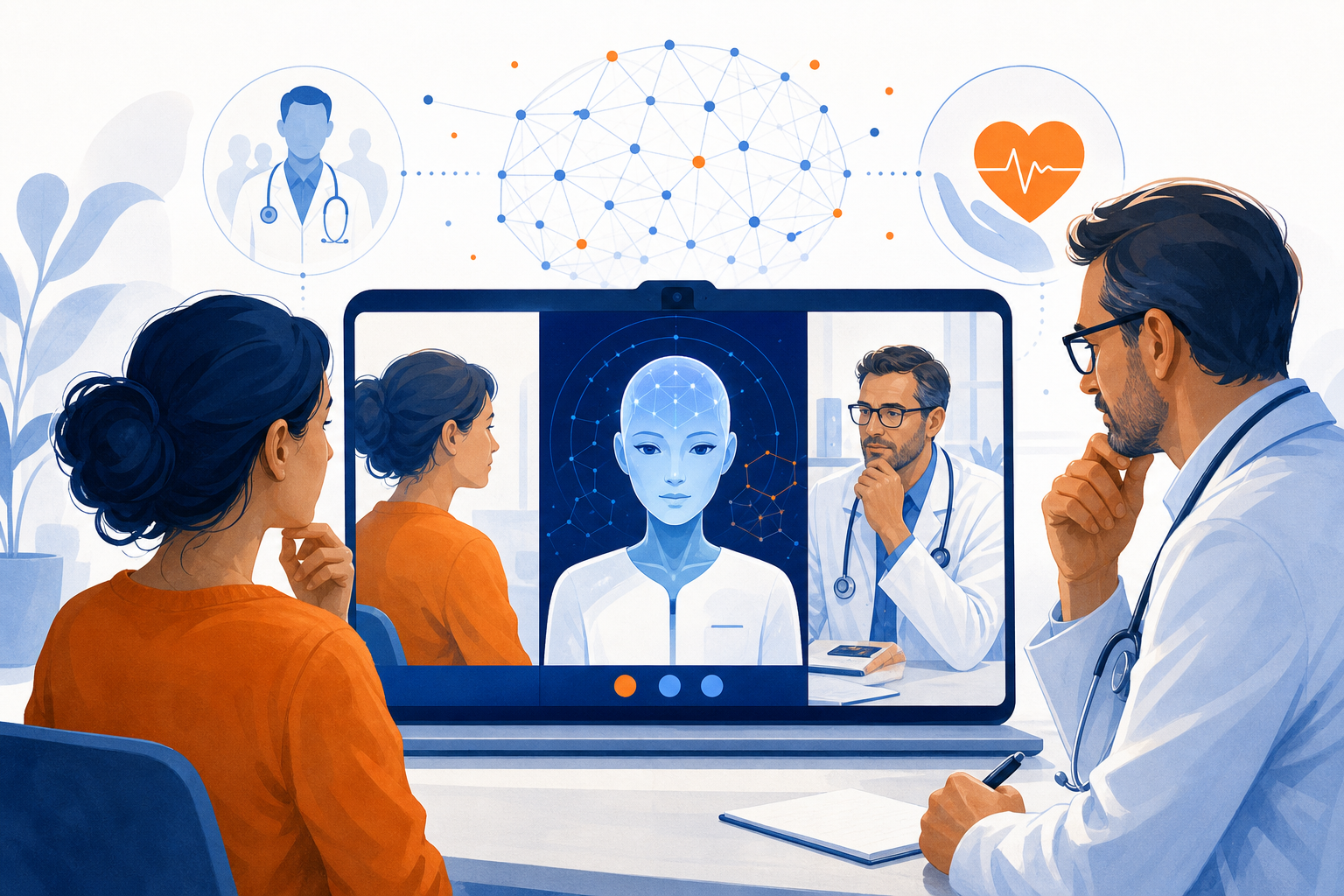 Illustration de une : L'IA de Google, AMIE, Égale les Médecins en Consultation Vidéo : Un Pas de Géant pour la Santé Numérique