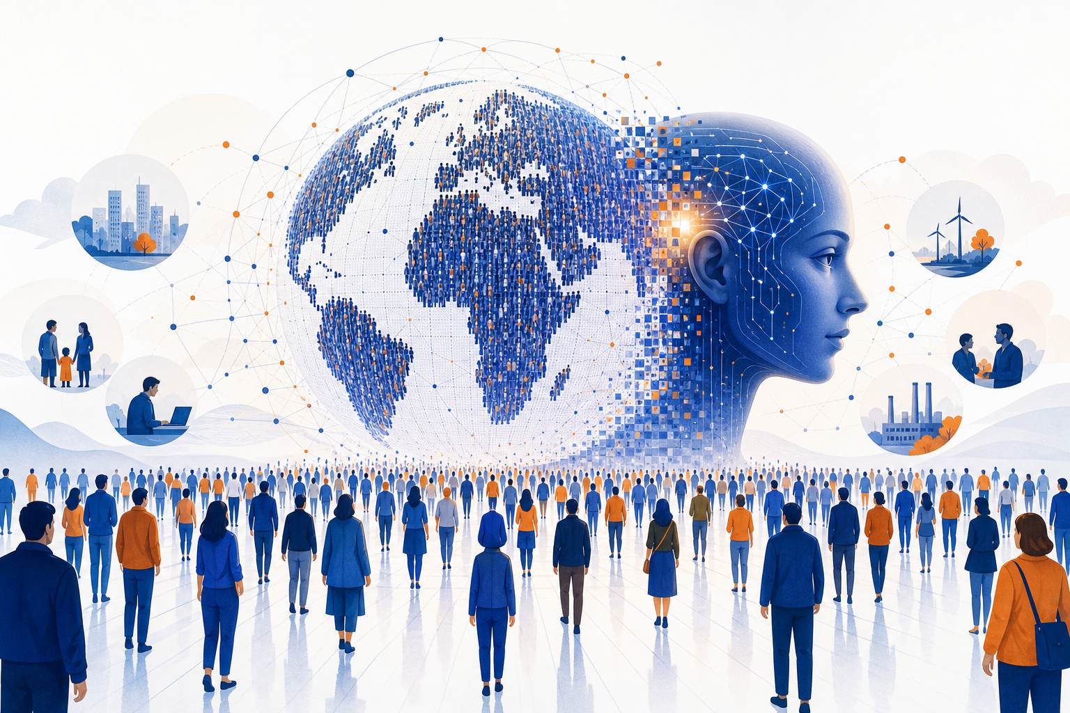 Illustration de une : L'IA franchit un seuil monumental : 8,3 milliards d'agents simulent le comportement humain mondial