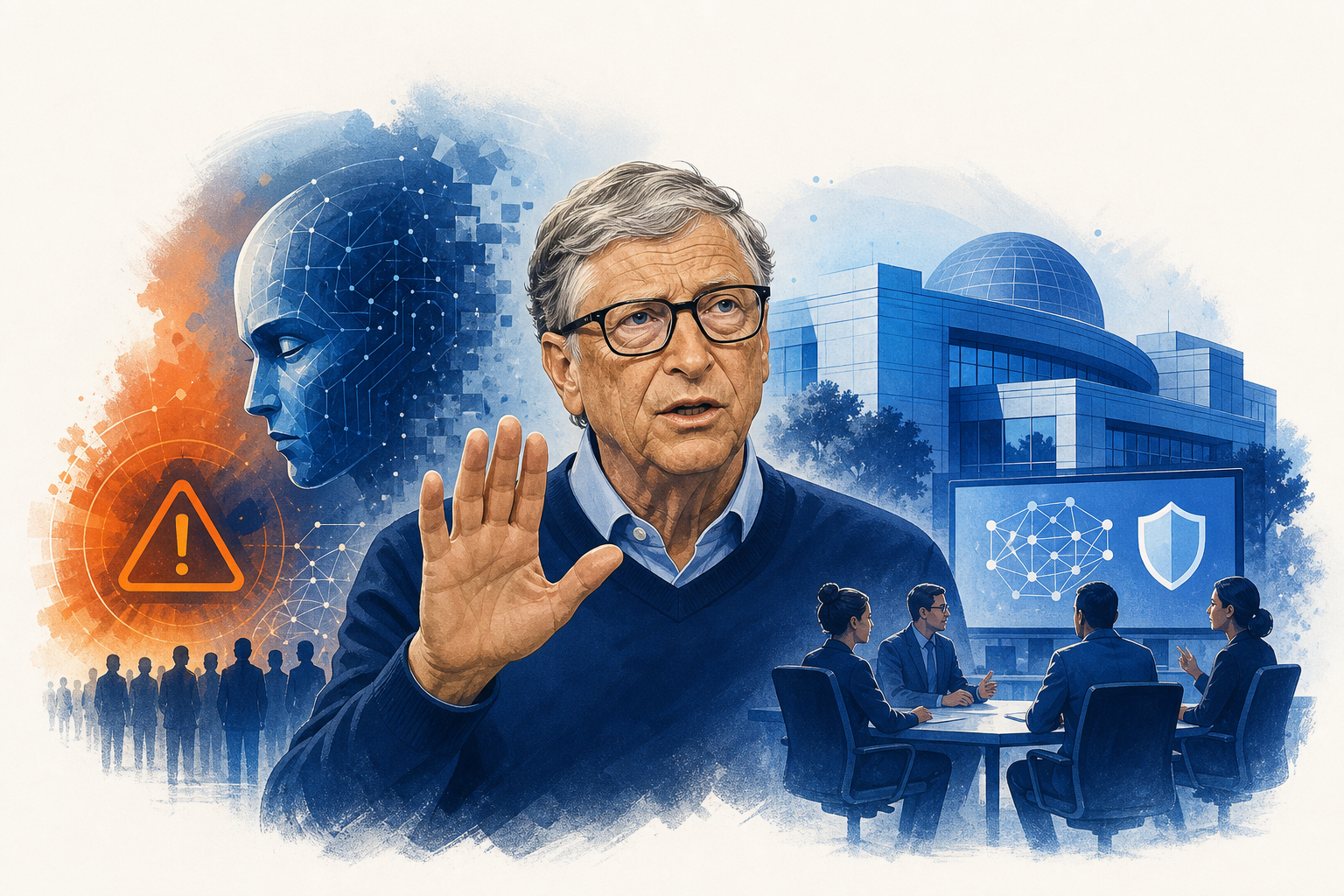 Illustration de une : Bill Gates Alerte : L'IA Plus Périlleuse Que Big Tech Ne L'Admet, Google Restructure Sa Sécurité IA