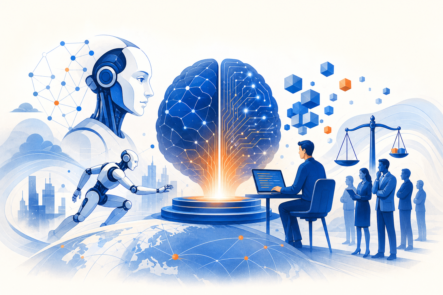 Illustration de une : Google DeepMind Déploie Gemini 3.8 : Le Futur des Agents IA et du Codage Redéfini