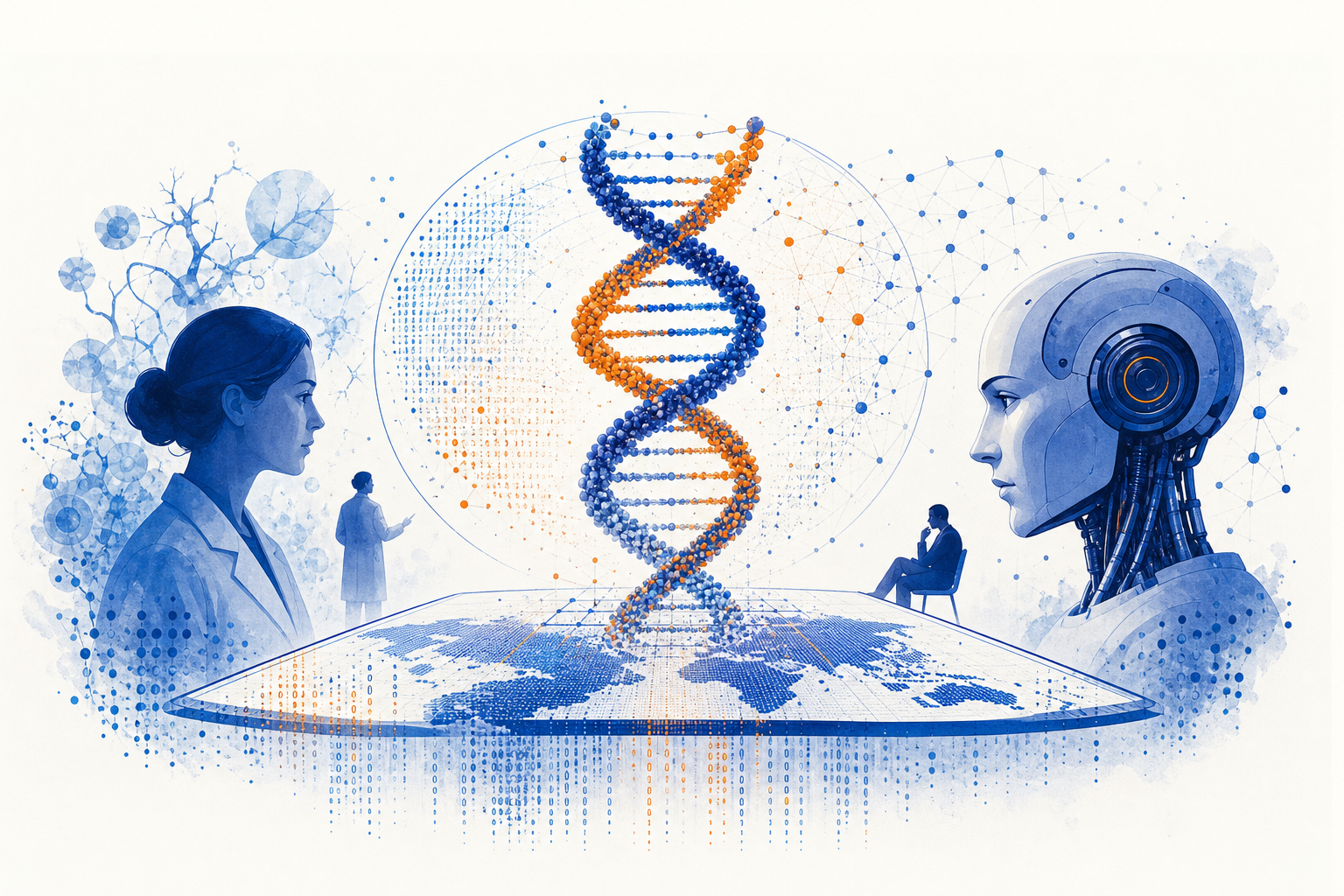 Illustration de une : AlphaGenome Atlas : Google DeepMind Cartographie les 9 Milliards de Mutations de l'ADN Humain, Révolution en Biologie Prédicitive
