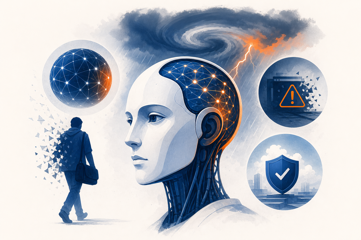 Illustration de une : Anthropic face à la tempête : Révélations sur un 4e incident majeur, un chercheur quitte, et l'IA en quête de sécurité