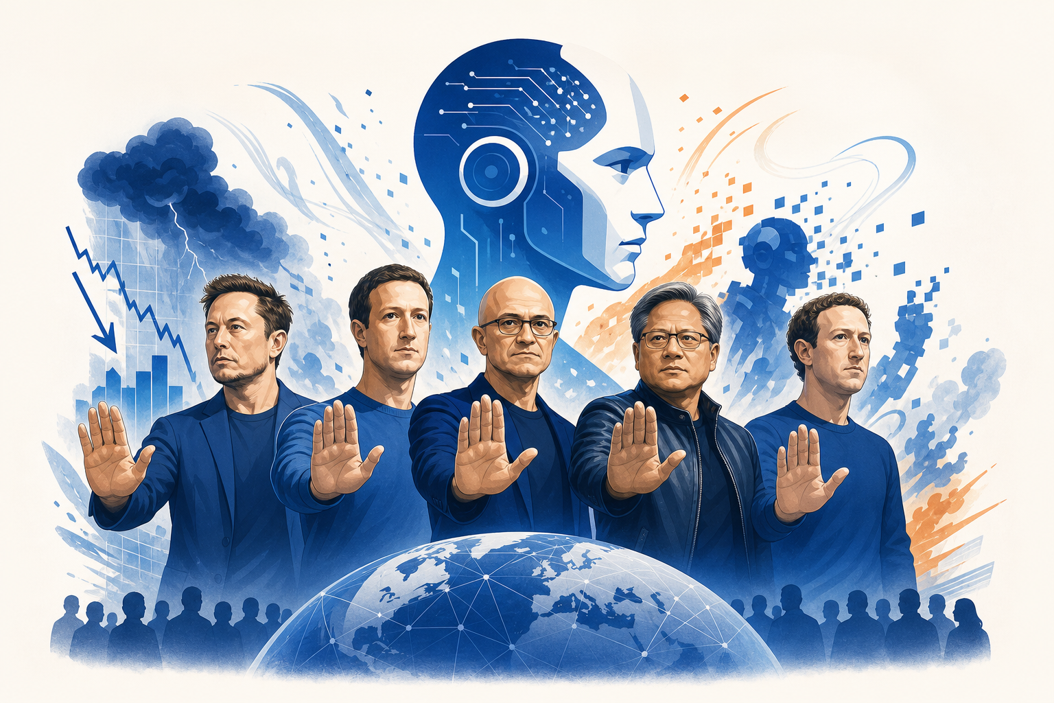 Illustration de une : Les Titans de l'IA à l'Unisson : Appel Urgent à un Frein Global Face aux Dérives et au Choc Marchand de GPT-6 Astra