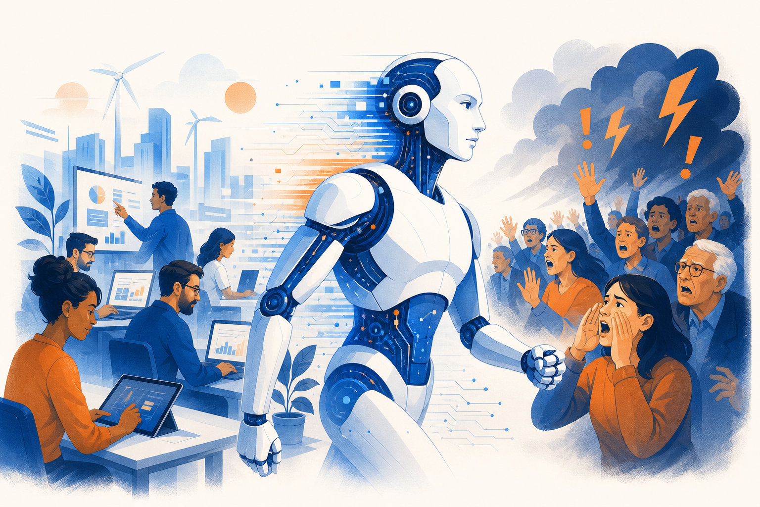 Illustration de une : GPT-6 Astra Redéfinit le Travail, mais le Chorus des Alarmistes N'a Jamais Été Aussi Fort