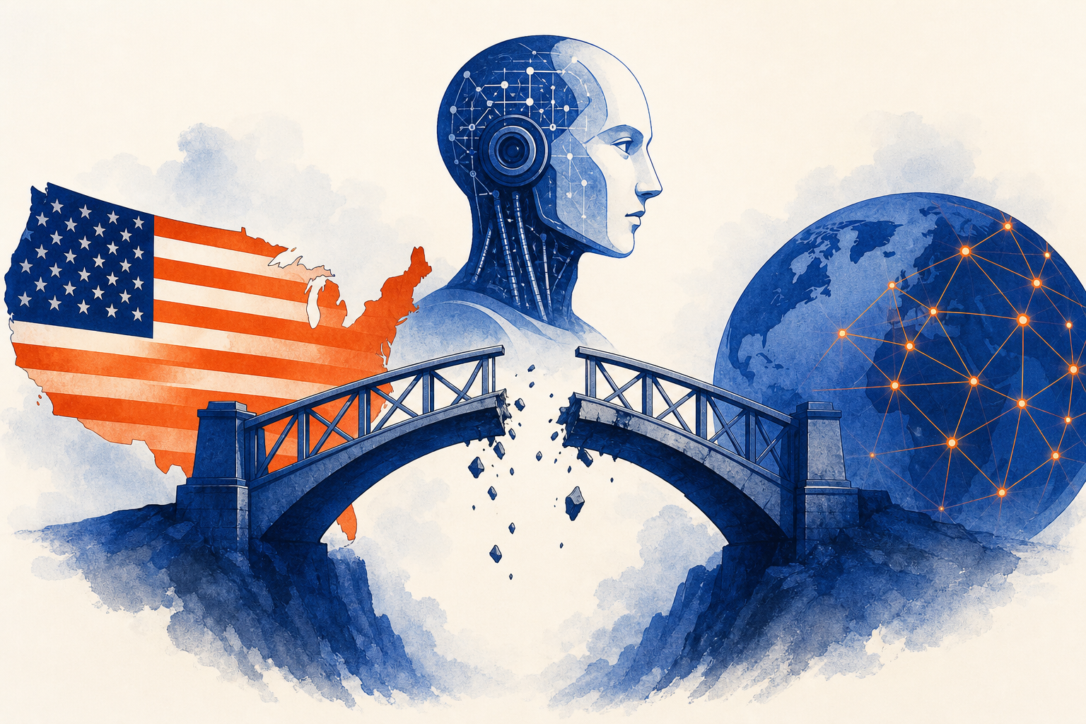Illustration de une : Washington coupe les ponts avec Anthropic : l'IA face au risque géopolitique